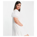ASOS DESIGN curve off shoulder button through swing playsuit in white