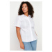 Trendyol Curve White Front Gathered Detail Woven Shirt