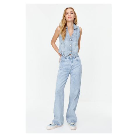 Trendyol Light Blue More Sustainable High Waist Wide Leg Jeans