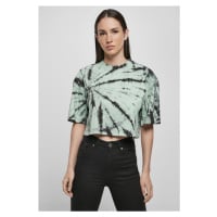 Urban Classics / Ladies Oversized Cropped Tie Dye Tee black/ghostgreen