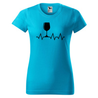 DOBRÝ TRIKO Dámské tričko s potiskem Tep srdce víno Barva: Tyrkysová