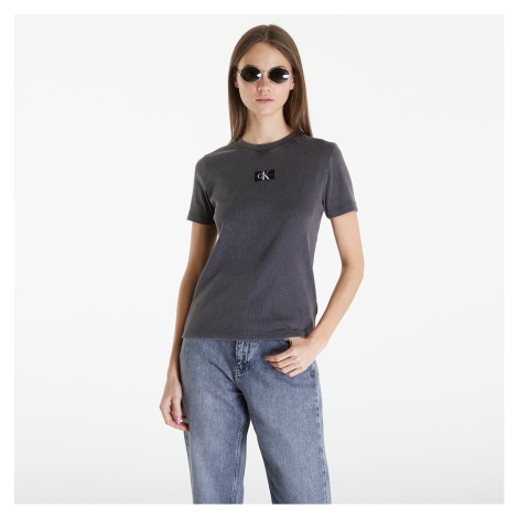 Calvin Klein Jeans Label Washed Rib Slim Short Sleeve Tee Gray