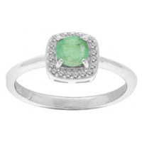 Brilio Silver Půvabný stříbrný prsten se smaragdem R-FS-5658ET