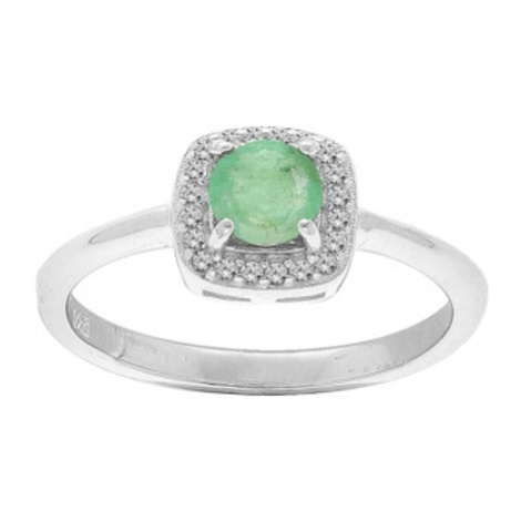 Brilio Silver Půvabný stříbrný prsten se smaragdem R-FS-5658ET