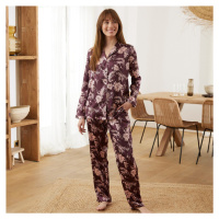 Saténové pyžamo s potiskem a kostýmkovým límcem