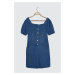 Trendyol Front Button Denim Dress WITH Blue Balloon Sleeves