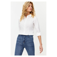 Trendyol Ecru Fitted/Waist-fitted Woven Shirt