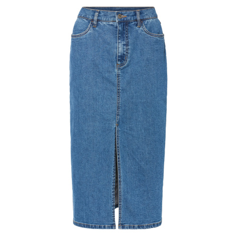Dlouhá džínová sukně s rozparkem, z materiálu Positive Denim #1 Fabric Bonprix
