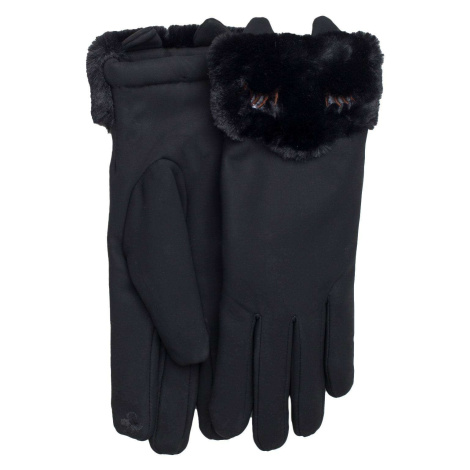 Černé zateplené rukavice s kožíškem Fashionhunters