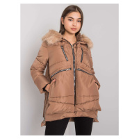 Zimní prošívaná bunda se zipy a kožešinovou kapucí