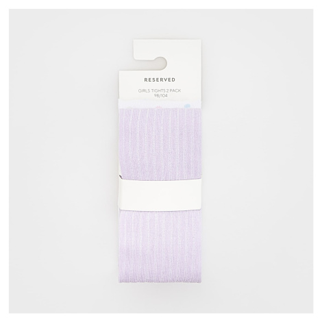 Reserved - Sada 2 punčocháčů s vysokým podílem bavlny - Bílá