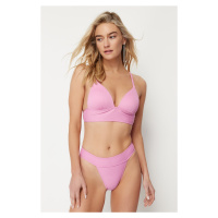 Trendyol Cyclamen Textured High Leg Bikini Bottom