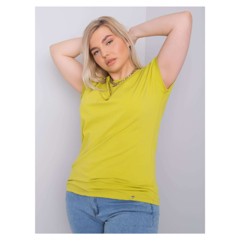 Světle zelené bavlněné tričko Leanne větší velikosti Fashionhunters