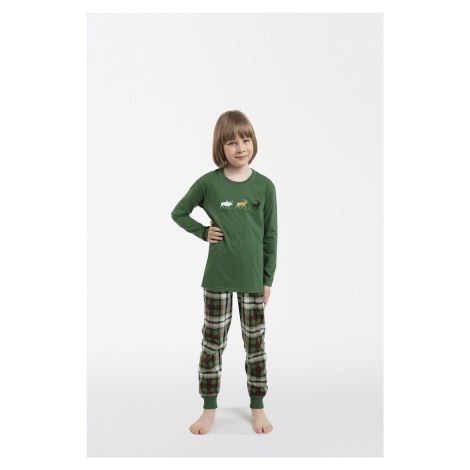 Chlapecké pyžamo Seward, dlouhý rukáv, dlouhé nohavice - zelená/potisk Italian Fashion