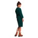 model 18004335 Pletené šaty se šňůrkou tmavě zelené - BeWear
