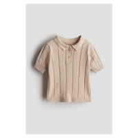 H & M - Košile z úpletu's límečkem - béžová