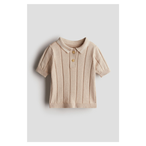 H & M - Košile z úpletu's límečkem - béžová H&M