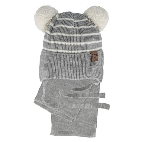 Chlapecká čepice AJS 48-317 - se šálou Šedá