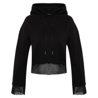 Trendyol Black Thick Inner Fleece Mesh Detailed Hooded Comfort Fit Crop Knitted Sweatshirt