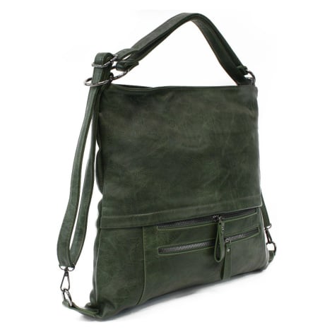 Tmavě zelená dámská kabelka s kombinací batohu Ebonita Tung Enterprise