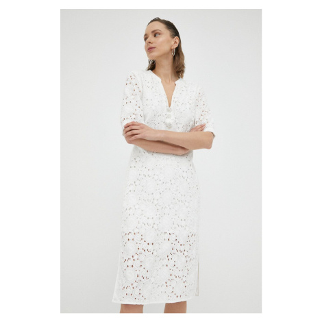 Bavlněné šaty Bruuns Bazaar bílá barva, mini