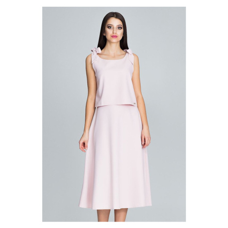 Světlo růžový komplet top + sukně M578 Figl