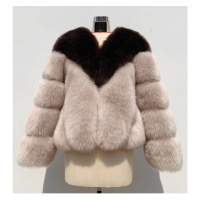 Dvoubarevný dámský kožich zimní plyšová bunda
