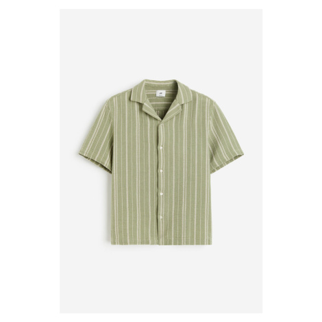 H & M - Košile resort strukturovaný úplet Regular Fit - zelená H&M