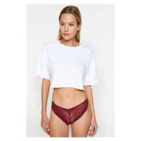 Trendyol Black-White-Burgundy 3-Pack Polyamide Brazilian Knitted Briefs