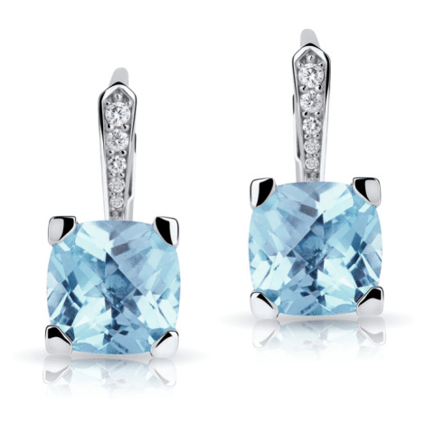 Zlaté dámské náušnice DF 5167, topaz blue, bílé zlato Danfil