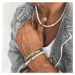 Manoki Pánský perlový náhrdelník Aronne - lebka, chirurgická ocel WA706 Stříbrná 47 cm Bílá