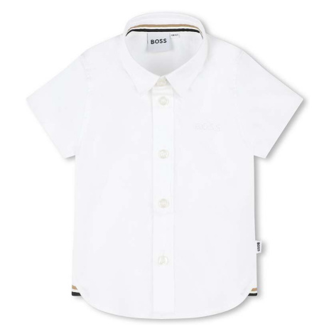 Dětská bavlněná košilka BOSS bílá barva Hugo Boss