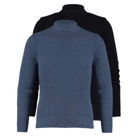 Trendyol Black-Indigo Fitted Narrow Half Turtleneck Rubber Knit 2 Pack Knitwear Sweater