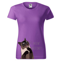 DOBRÝ TRIKO Dámské tričko s potiskem Naštvaná kočka Barva: Fialová