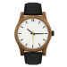 Černo-bílé dřevěné hodinky s koženým řemínkem pro pány