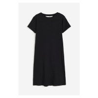 H & M - Žebrované tričkové šaty - černá