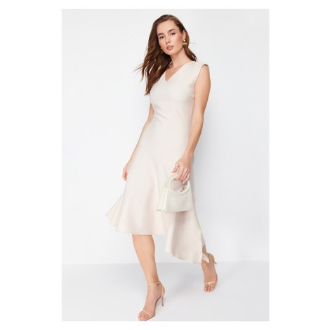 Trendyol Stone Skirt Asymmetric Midi Woven Dress