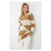 Trendyol Camel Color Block Thessaloniki Knitted Soft Textured Knitwear Sweater