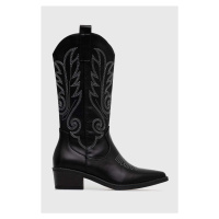 Westernové boty Answear Lab dámské, černá barva, na plochém podpatku, lehce zateplené