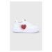 Kožené boty Love Moschino bílá barva, na platformě