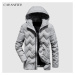 Zimná páperová bunda pánska s kapucňou a prešívaním