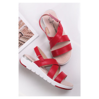 Červené kožené platformové sandály Lorena
