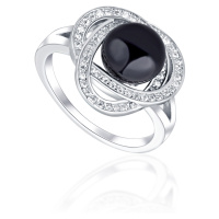 JwL Luxury Pearls Okouzlující prsten s černou perlou a zirkony JL0760 56 mm