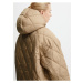 Béžový dámský prošívaný zimní kabát s kapucí ICHI