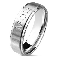 Prsten z chirurgické oceli s nápisem MOM, stříbrná barva, 6 mm