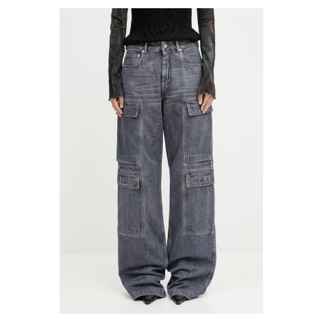 Bavlněné džíny Rick Owens DRKSHDW Double Cargo dámské, medium waist, DS02E7308.DGY