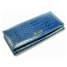 Modrá velká dámská kožená peněženka