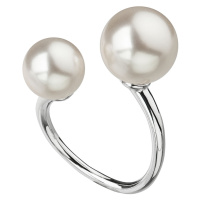 Evolution Group Stříbrný prsten se dvěma Preciosa perlami bílý 35053.1