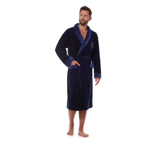 Pánský velurový župan Diego tmavě modrý L&L Collection