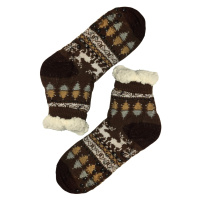 Norský vzor hnědé ponožky s beránkem 1133 hnědá